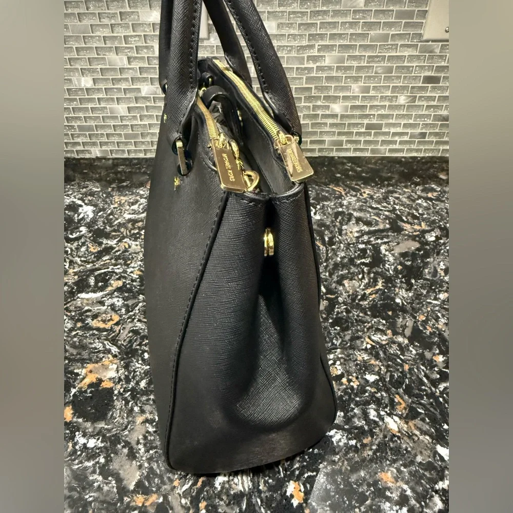 Michael Kors Sutton Black Leather Tote Bag - Picture 3 of 9